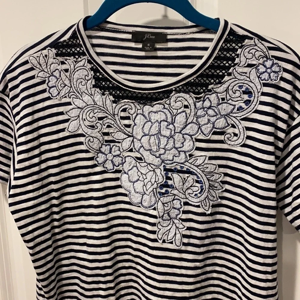 J Crew Striped Slub Knit Dressy Tee EUC